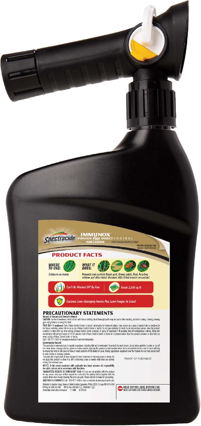 Spectracide Immunox Fungus Plus Insect Control For Lawns 32 Ounces, Dual Action, Hose-End Concentrate, 6 Pack