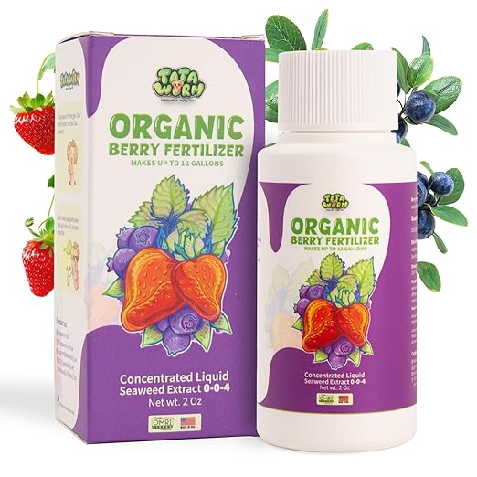 Organic Berry Fertilizer, OMRI Listed Concentrated Liquid Seaweed Extract, 2oz Kelp Plant Food Nutrient Boost Ideal for All Berries Bush Strawberry Blueberry Healthy Growth