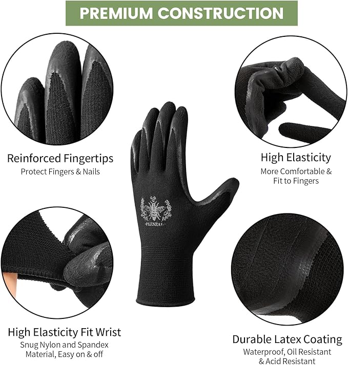 Pleneal Gardening Gloves for Women Men - Leather Garden Gloves Thorn Proof, Outdoor Protective Working Gloves for Weeding