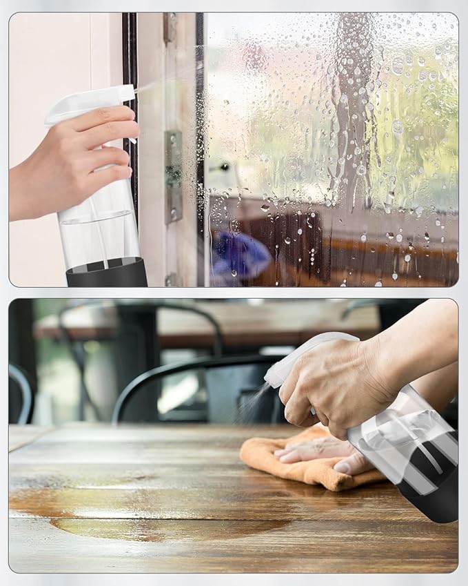 Rionisor Glass Spray Bottles with Silicone Sleeve Protection, Empty 16OZ Reusable Spray Bottles, Refillable Containers with Spray Nozzles for Cleaning Solutions, Plants and Essential Oils 1 Pack Black