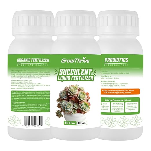 Succulent Liquid Fertilizer 10oz – Organic Plant Food for All Succulents & Cacti, Natural Probiotic Formula, Root & Leaf Growth Booster, Easy to Use 1:400 Concentrate, Odor-Free