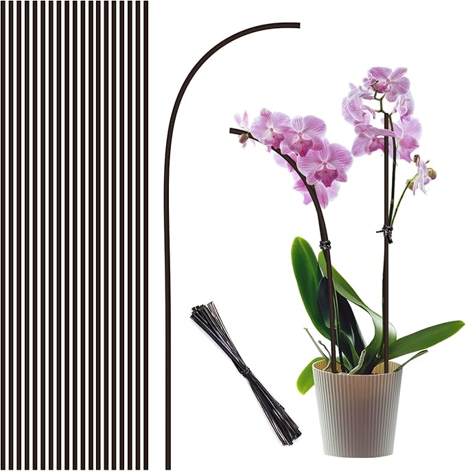 20Pcs Plant Stakes,Plant Sticks,Garden Brown Bendable Single Stem Plant Support Stakes for Indoor and Outdoor Plants,Potted Plants,Flowers Orchid Peony Rose-16 Inches
