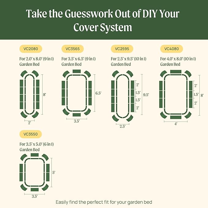 Vego garden 3.5' x 6.5' (9 in 1) Cover Netting System, 35% Shading Rate for Plant Protection, Pest Control Frame Cover Kit, Durable & Heavy-Duty Garden Cover (Garden Beds Not Included)