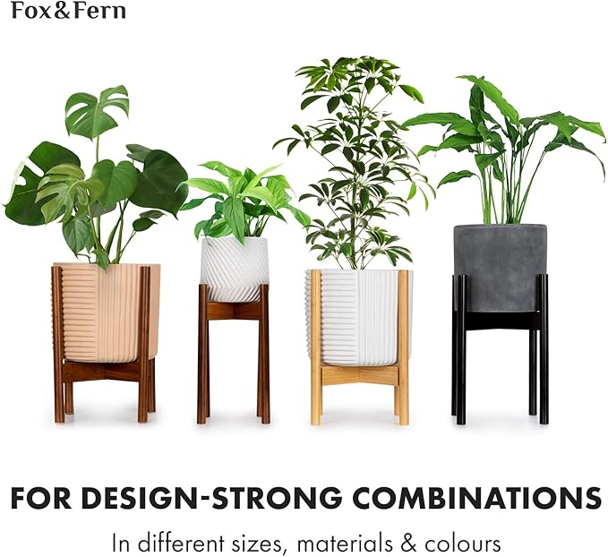 Fox & Fern Large 12 Inch Planter — Premium Polystone Gray Plant Pot with 3D Texture and Drainage Plug - 12 Inch Pots for Plants Indoor - Large Planter for Indoor & Outdoor Plants