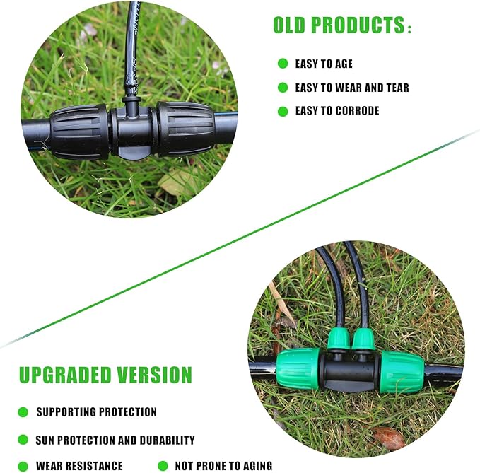 10 Pcs 1/2 to 1/4 inch Garden Hose Tubing Irrigation Fittings,4-Way Anti-Leak 1/2'' to 1/4'' Locked Barbed Drip Irrigation Tee Connectors (1/2"IDx0.6-0.63"OD) 1/2'' to 1/4'' Irrigation Tubing Fitting