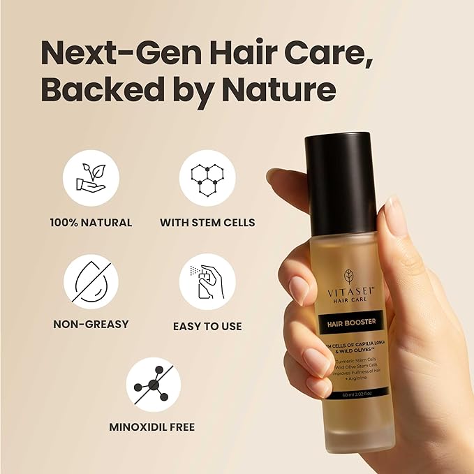 Vitasei Hair Booster 2 Fl Oz (3 Pack) – Hair Revitalizing Serum with Capilia Longa, Wild Olive Stem Cells & Arginine – Peptide-Enriched Hair Tonic Supports Thicker, Stronger – For Women & Men