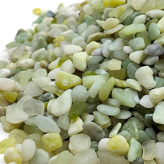 FANTIAN Jade Pebbles for Indoor Plants,1/4 Inch (3-6 MM) Polished Green Pea Gravel Small Rocks for Plants, Succulents, Cactus, Vases, Terrarium