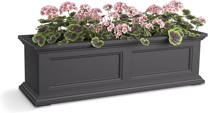 Mayne Fairfield 3ft Window Box, Self Watering Flower Box with Double Wall Design, All Season Fade Resistant Outdoor Window Planter with Steel Mounting Bracket, Graphite Grey