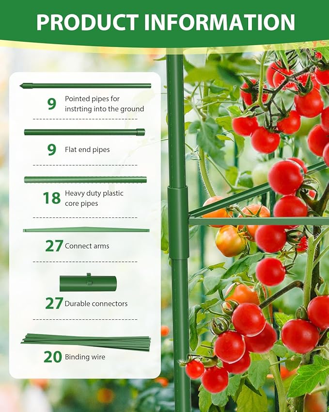 MYMULIKE 3 Pack Extra Larger Tomato Cages, 51in*17in Adjustable Tomatoes Plant Stakes Support Cages Trellis for Garden, Garden Trellis for Vegetable Flowers Fruits Climbing Plants