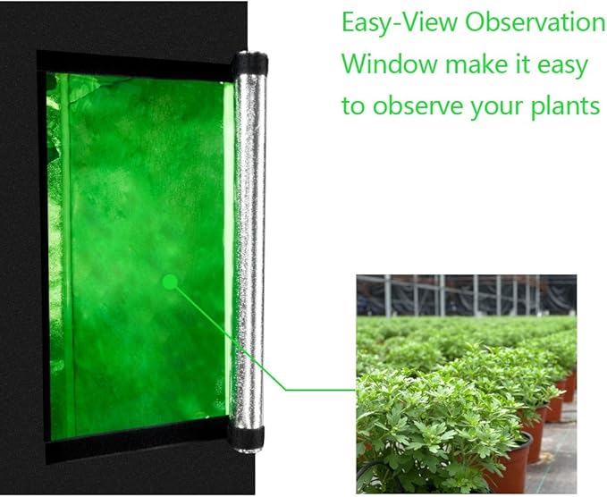 Eco-Friendly Grow Tent, High Reflective Mylar Hydroponic Indoor Grow Room for Planting Fruit Flower Veg with Observation Window, Heavy Duty Zipper, Waterproof Floor Tray 2'x2' (24"x24"x48")