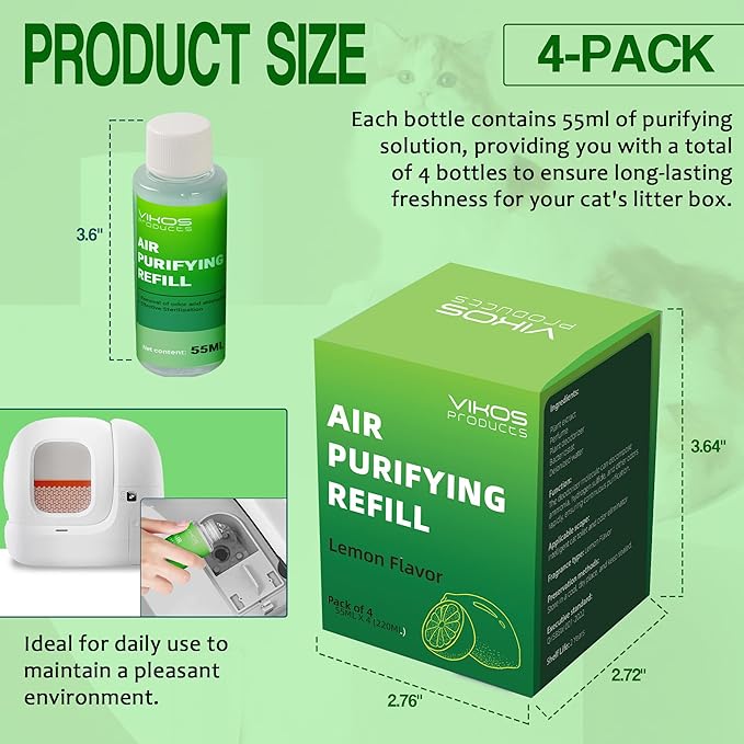 Cat Litter Deodorizer Compatible with PET-KIT PuraX PuraMax Self-Cleaning Cat Litter Box Quickly Odor Control 100% Natural Deodorizer Replaced Odor Removers Air Purifying Refills - Lemon Flavor