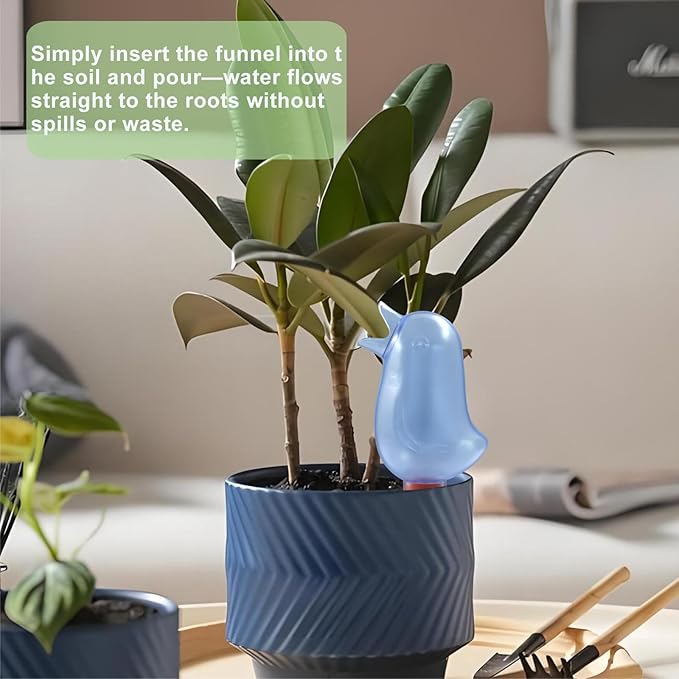 4 Pack Self Watering Spikes for Plants - Bird Shape Automatic Irrigation System, Self Watering Planter Insert for Indoor & Outdoor Potted Plants, Plastic Plant Watering Devices(Blue)