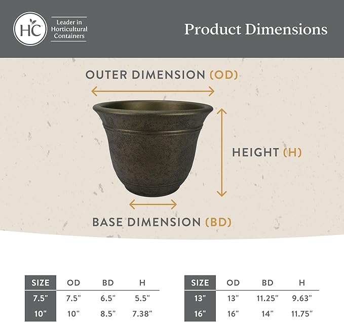 The HC Companies Sierra Round Self-Watering Pot - Lightweight Plastic Planter for Herbs & More - Durable Plant Pots for Indoor Plants & Outdoor Plants (16” Rustic Redstone, Pack of 2)