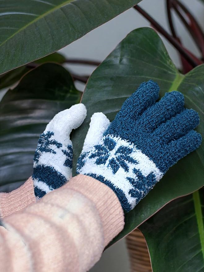 Patelai 3 Pairs Microfiber Plant Dusting Gloves Leaf Cleaning Gloves for Indoor Plants, Blinds, Furniture, House (Gray,Dark Blue,Khaki,White,Small)