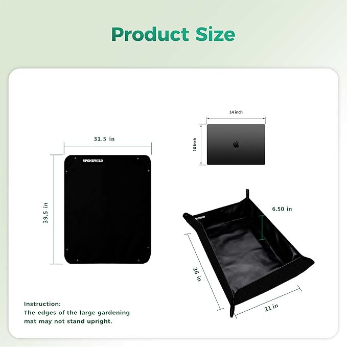 Large Plant Transplanting Mat - Thickened Waterproof Potting Mat, Succulent Gardening Mat, Portable Repotting Mat for Mess Control (PVC-Black39.5"x31.5")