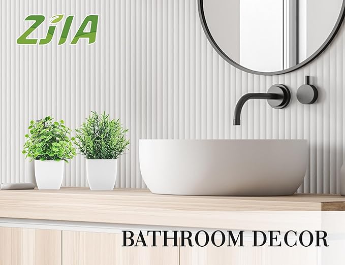 2 Pack Fake Plants Small Artificial Greenery Faux Plants Indoor for Home Farmhouse Bathroom Shelf Decor