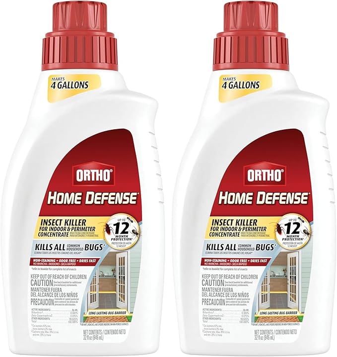 Ortho Home Defense Insect Killer for Indoor and Perimeter Concentrate - Kills Ants, Cockroaches and Spiders, 32 fl. oz.(Pack of 2)