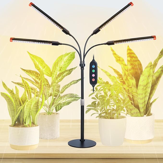 4Head Tabletop Grow Lights for Indoor Plants, Seed Starting, Bonsai, 4/8/12/16/20H Timer, 36 Watt Power Draw, NO Need Adapter, Bright and Big Coverage, Best Gift for Plants Lover