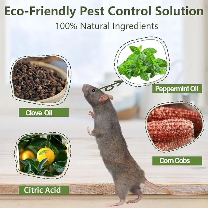 Mouse Rodent Repellent – Peppermint Lemon Oil Rodent & Insect Repellent Balls 24 Pack, Plant-Based Deterrent for Mice, Rats, Roaches & Bugs, Indoor & Outdoor Use