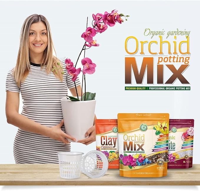Orchid Potting Mix - Made in USA - Premium Grade Recipe for Proper Root Development - Phalaenopsis, Cattleyas, Dendrobiums, Oncidiums and More! Fir Bark, Charcoal, Coconut Husk, Clay Pebbles
