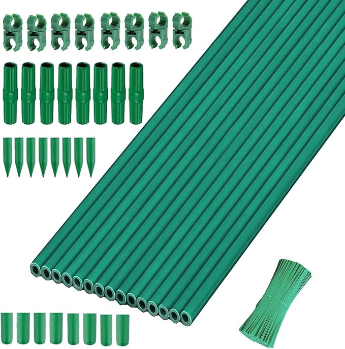 Garden Stakes 13.7 Inch 72 Pack, DIY 4ft 5ft 6ft 7ft 8ft Tomato Stakes Plastic Coated Metal Plant Sticks Stakes Supports for Indoor Outdoor Plants Vegetable