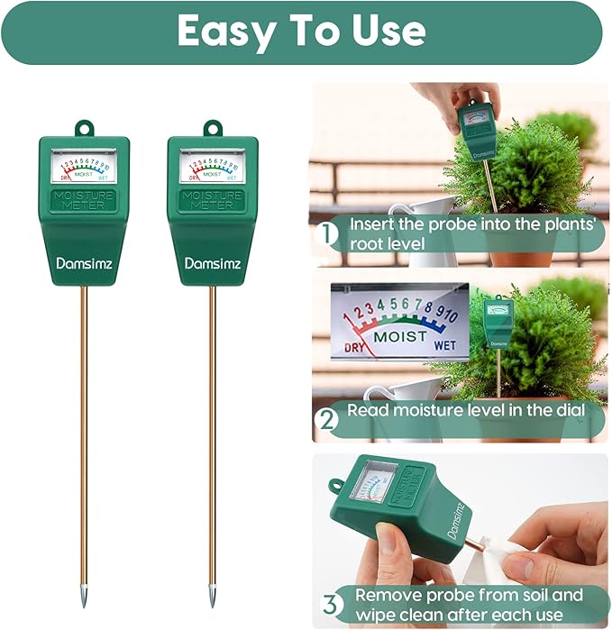 2 Packs Soil Moisture Meter for House Plants, Plant Water Meter, Plant Moisture Meter Soil Tester, Hydrometer for Plants Care, Gardening, Indoor and Outdoor Plants, No Battery Needed