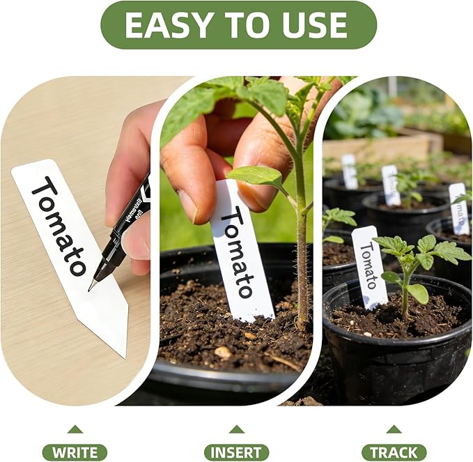 Cleangor 1000Pcs Plant Labels with Marker Pen, 4" Plant Tags for Garden Waterproof, Reusable Plastic Plant Markers Garden Labels for Seedlings, Vegetables, Flowers, Gardening Organization Kit
