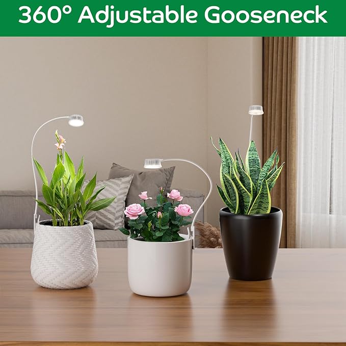 Grow Lights for Indoor Plants, Clip LED Plant Light for Growing Full Spectrum, Plant Lamp with Adjustable Gooseneck and Dimmable Auto On Off 3 9 12 Hrs Timer for Small Plants