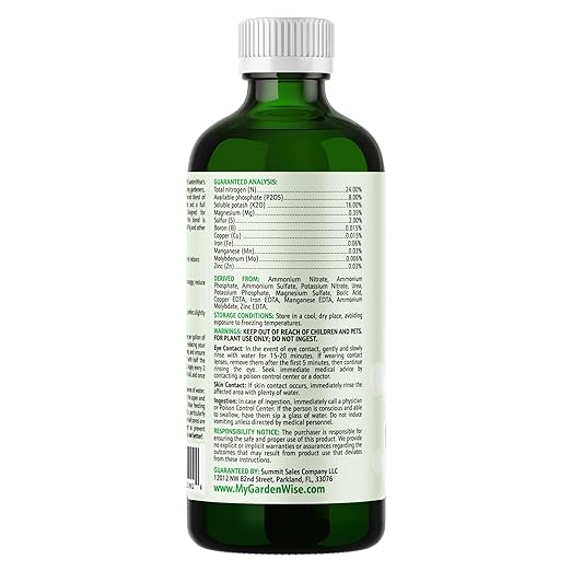 GARDENWISE 3-1-2 Liquid Fertilizer Concentrate with Micronutrients - Optimal Fiddle Leaf Fig Plant Food, Ideal for Ficus Lyrata & Fig Trees, Gold Leaf Enhanced Indoor Plant Fertilizer (8 OZ)