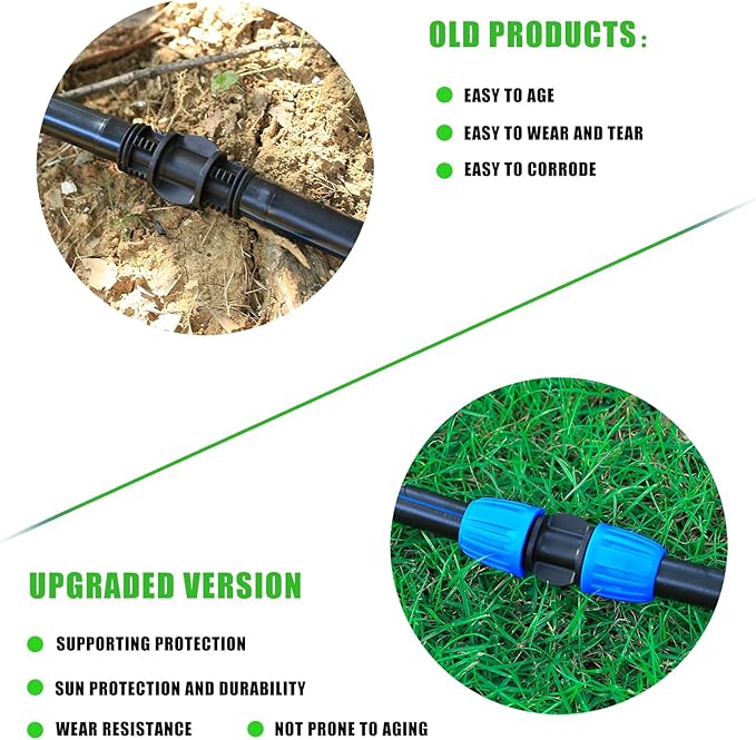10 Pcs 1/2 Inch Irrigation Tubing Coupling Fittings (1/2" ID x 0.63" OD) Drip Tubing Barbed Locked Nuts Coupler Connectors Anti-Drop 1/2" Coupler Connectors for Garden Irrigation System