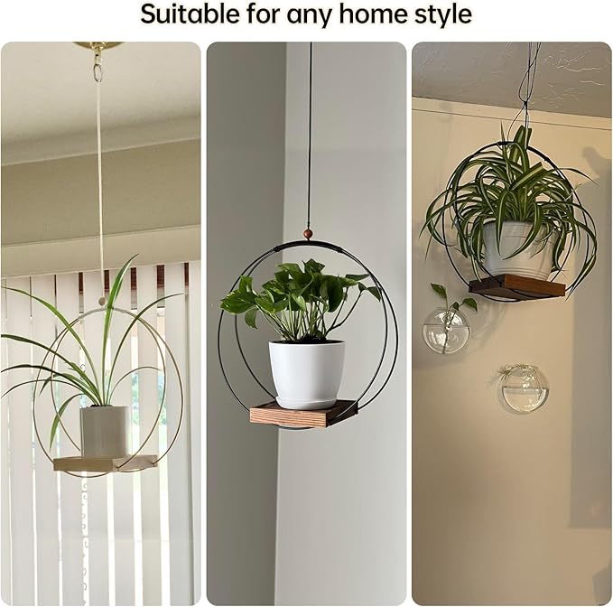 Adnkwolivt Hanging Planters for Indoor Plants - Plant Hanger Outdoor Pack of 2, Metal Plant Hanger Mid Century, Hanging Wall Ceiling Window, Gift for Mom, Plant Lovers, Housewarming