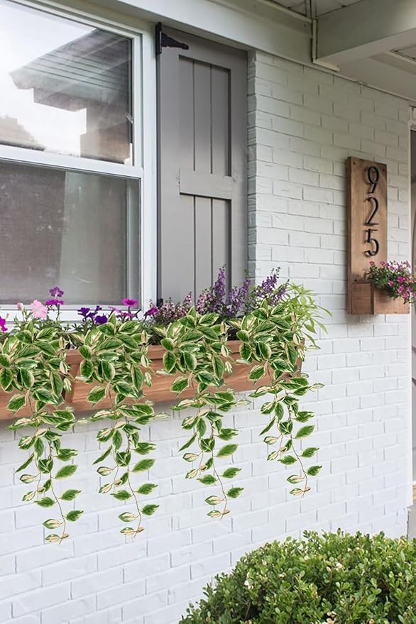 DILATATA Fake Hanging Plants Artificial Hanging Plants 92 Leaves Faux Peperomia Hanging Leaves Plants for Wall Shelf Home Indoor Outdoor Decor - 2 Pack