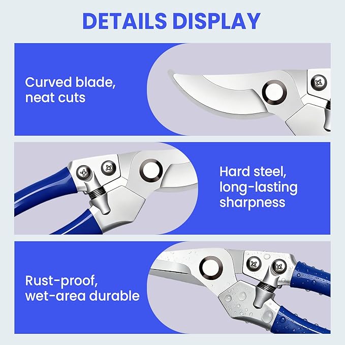 Garvee 2 Pack Pruning Shears for Gardening, Trimming Scissors Set Garden Shears Branch Cutter Garden Bypass Lopper and Tree Trimmer Tree Pruner Garden Shears for Gardening
