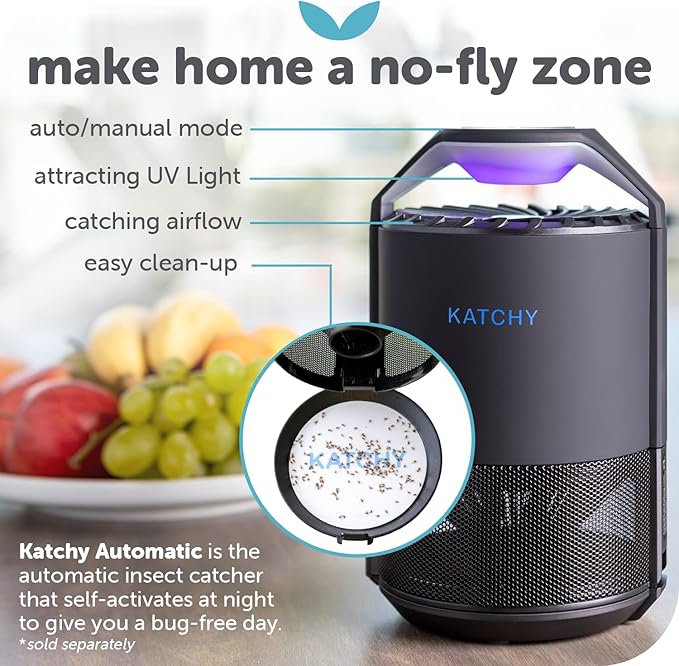 Katchy Original and Midnight Glue Board Refills (4 Pack) – Catcher & Killer for Mosquito, Gnat, Moth & Fruit Fly – Indoor Flying Insect Trap Glue Board Refills – Non-Zapper Traps for Buzz-Free Home