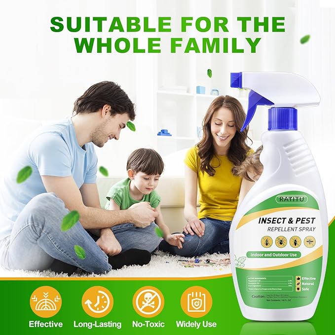Peppermint Oil Insect and Pest Repellent Spray, 16 OZ Insect Repellent Spray for Ants, Spiders, Cockroaches, Mosquitoes, Indoor & Outdoor Bug Repellent for Insects, Pet & Human Safe Natural Formula