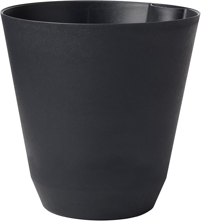 9-Inch Resin Self-Watering Planter, Recycled Materials, Low-Maintenance, Indoor/Outdoor Use (Black)