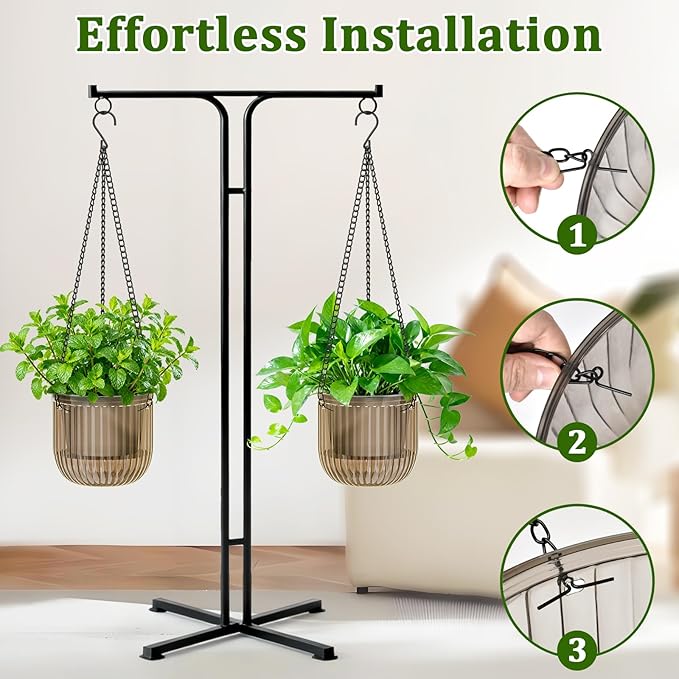 Halatool 2 Pack Hanging Planters Indoor Plant Pots, 6.5" & 8.3" Self Watering Hanging Basket Flower Pot, Translucent Plant Hanger with Drainage Holes for Garden Home Wall Decor (Starry Gray)