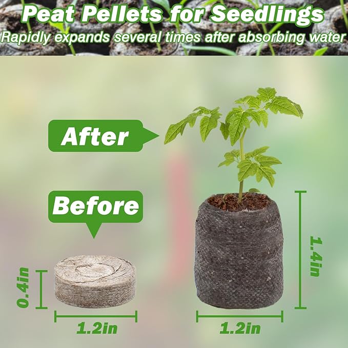 ZeeDix 30mm 55Pcs Compressed Peat Pellet Fiber Soil Plant Seed Starters - Nursery Plugs Pallet Seedling Soil Block for Grow Herbs Plant Flowers Vegetables(with Box)