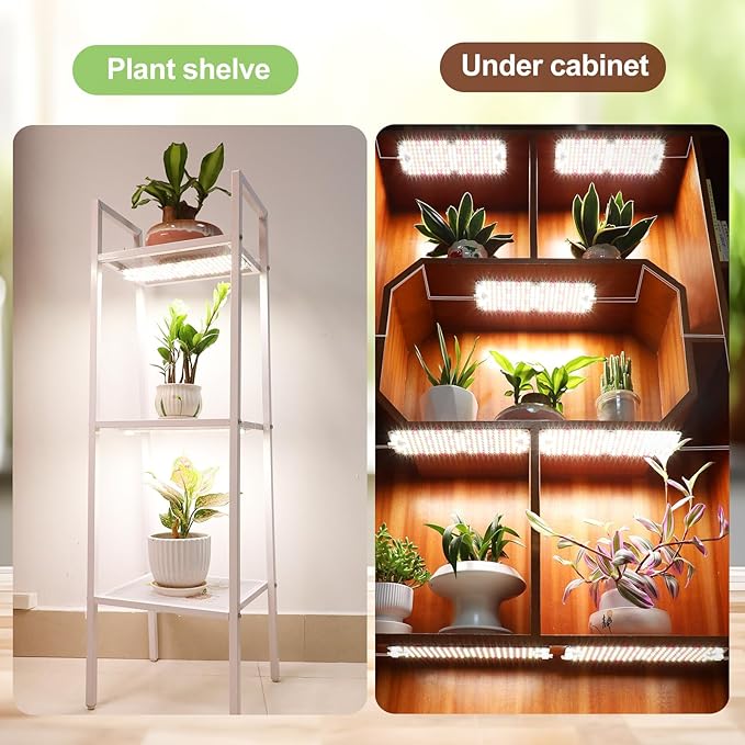 6Pack 2026 Ultra-Thin Panel Grow Lights for Seed Starting, Vegetables, Greenhouse & Under Cabinet & Shelf Plants with Timer 4/8/12/16/20H, Free Connect Full Spectrum Indoor LED Plant Growing Lamps