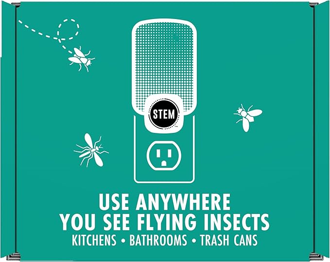 STEM Flying Insect Trap - Indoor Fruit Fly & Gnat Catcher for Home, Kitchen & Any Room, Attracts & Traps Bugs, Soft Blue UV Light - Includes 1 Plug-in Device & 1 Cartridge