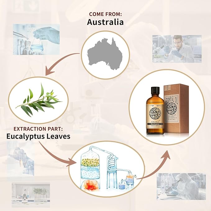 AKARZ 100ml Eucalyptus Essential Oil Natural Eucalyptus Oil Pure for Candle Making,DIY Skincare Products Massage,Home Spa Relaxation