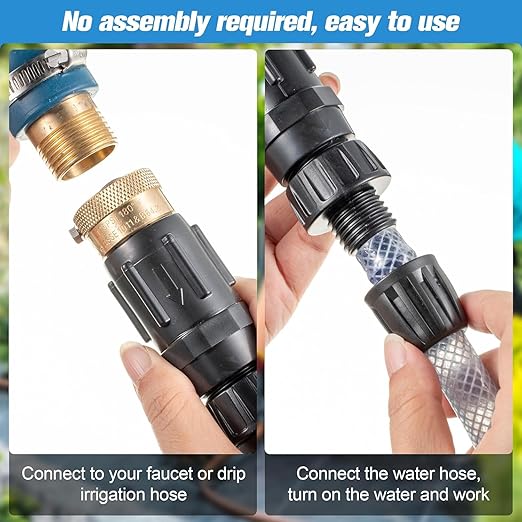 Feekoon 4 Set 25 Psi Drip Irrigation Faucet Adapter Kit 1/2'' Irrigation Tubing to 3/4'' Faucet Water Pressure Regulator Backflow Preventer with Filter, Drip System Parts