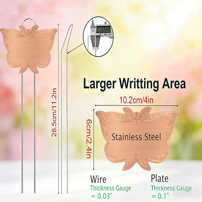 Metal Plant Labels 11in Tall 30 Pack Rose Gold Outdoor Waterproof Garden Label Large Garden Seed Stake Tags for Flowers Fruits and Vegetables