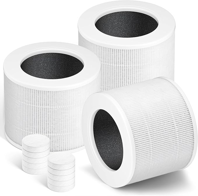 Core Mini Replacement Filter Compatible with LEVOIT Core mini-P Air Purifier, 3-in-1 Great High-Efficiency Materials With Activated Carbon,Core Mini-RF,3 Filter & 10 Fragrance Sponge，White
