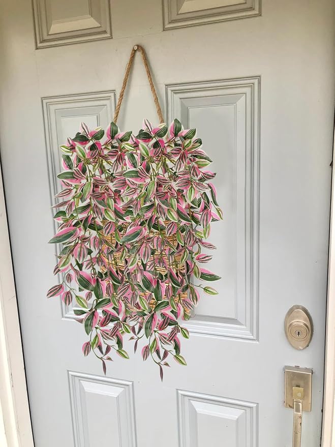 DILATATA Fake Hanging Plants Artificial Hanging Plants 181 Leaves Faux Wandering Jew Hanging Leaves Plant for Wall Shelf Home Indoor Outdoor Decor - 5 Pack