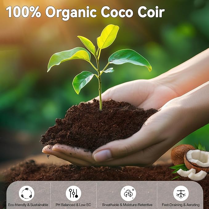 ZeeDix 100 Pack 40mm Organic Coco Coir Seed Starter Pellets, Compressed Coconut Fiber Seed Starter Soil Discs Potting Soil Mix for Indoor Outdoor Plants, Herbs Houseplants Bonsai Vegetables Flowers