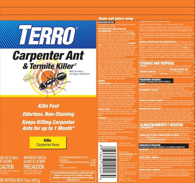 TERRO Ready to Use Indoor and Outdoor Carpenter Ant, Termite, and Carpenter Bee Killer Aerosol Spray - T1901SR - 2 Pack, 32 Total Ounces