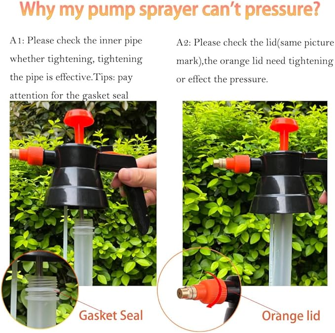 MRPAPA Pressurized Hand Sprayer - Multi-Purpose Garden Sprayer Gallon with Adjustable Nozzle (1L-Orange)