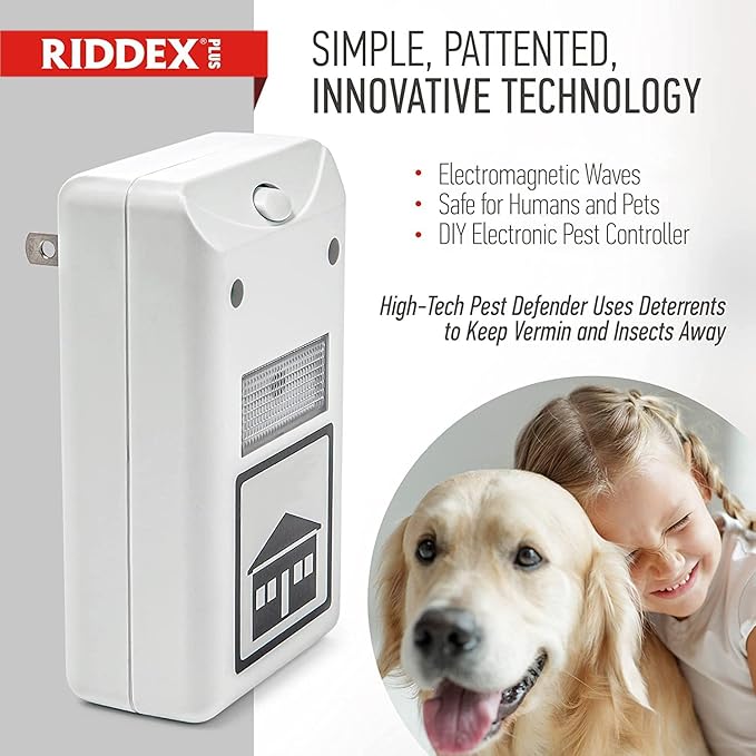 RIDDEX Plus Insect Repellent | Plug in, Mouse Deterrent - Pest Control for Defense Against Rats, Mice, Roaches, Bugs and Insects | Control Pests with No Chemicals or Poison | White 3-Pack
