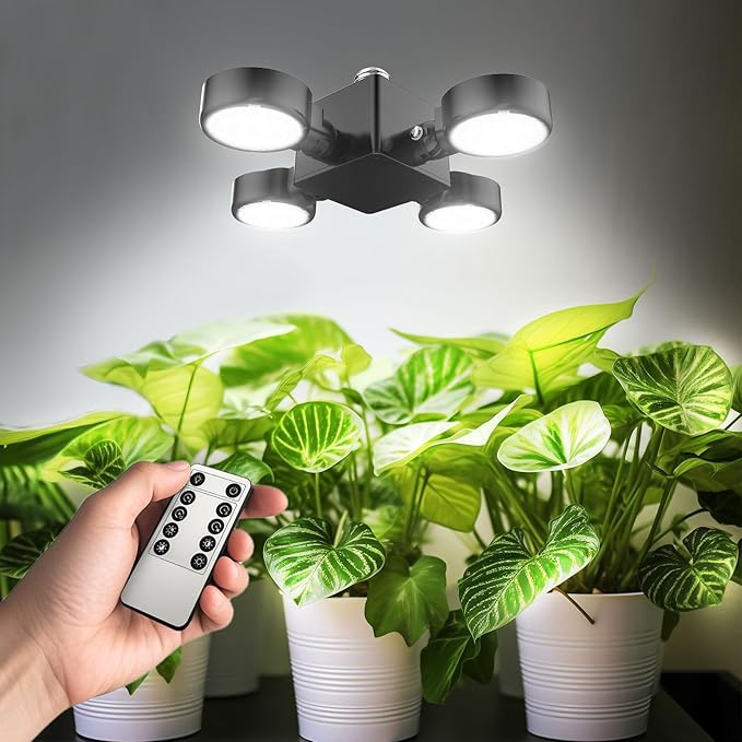 SANSI Grow Light for Indoor Plants, 40W (400 Watt Equiv) 4000 Lumen High PPFD Full Spectrum Plant Light with Remote Timer, Dimmable, Folding Wings Grow Light for Indoor Growing Greenhouse, E26 Base